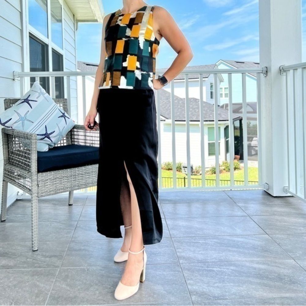 Opening Ceremony NWT Sleeveless Popover Midi Dress Black/Multi Color MSRP $475